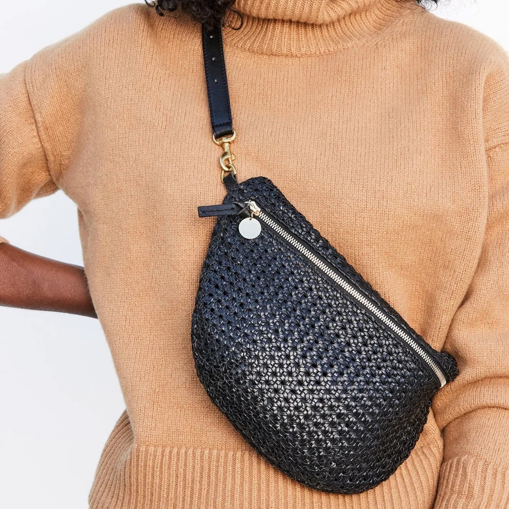 CLARE V Grande Fanny Black Rattan